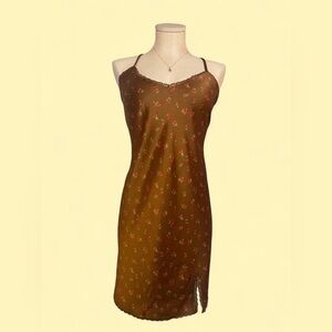 Brown Slip Dress w/ Cherries Woman’s M/L